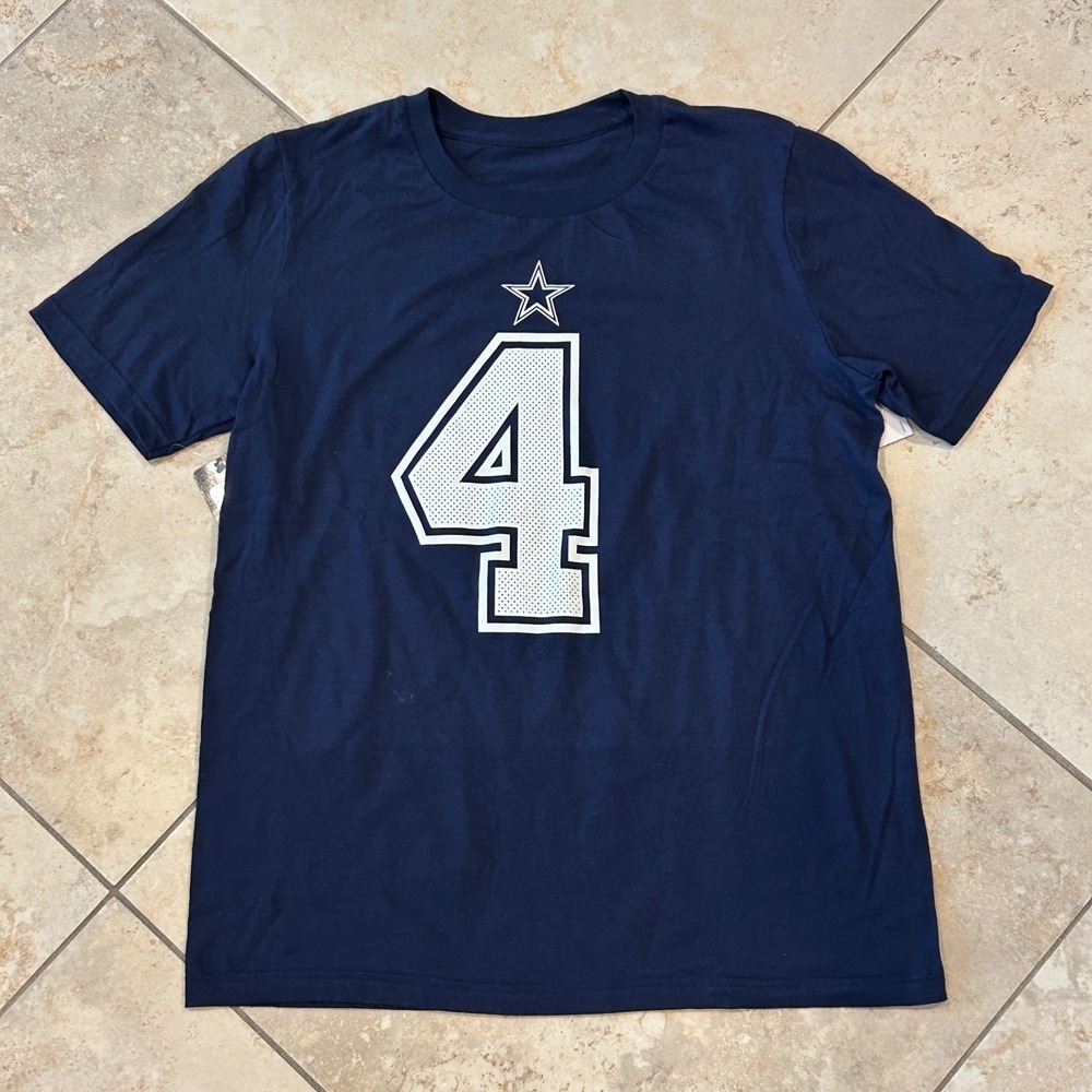 The Nike Tee Dallas Cowboys Shirt Kids L Navy Blue Dak Prescott NFL Player Tee - Picture 2 of 11